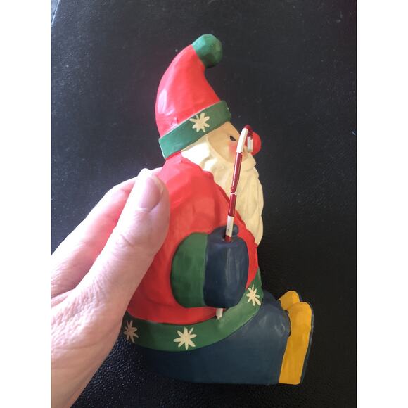 Vtg hand painted folk art santa Bright Vibrant Colors Resin? Wood Look Light - Picture 2 of 9